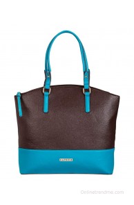 Caprese Nicci Brown-Turquoise P.U Large Satchel Handbag
